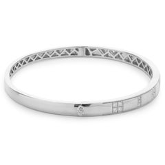 18 Karat White Gold Diamond Block Bangle Bracelet