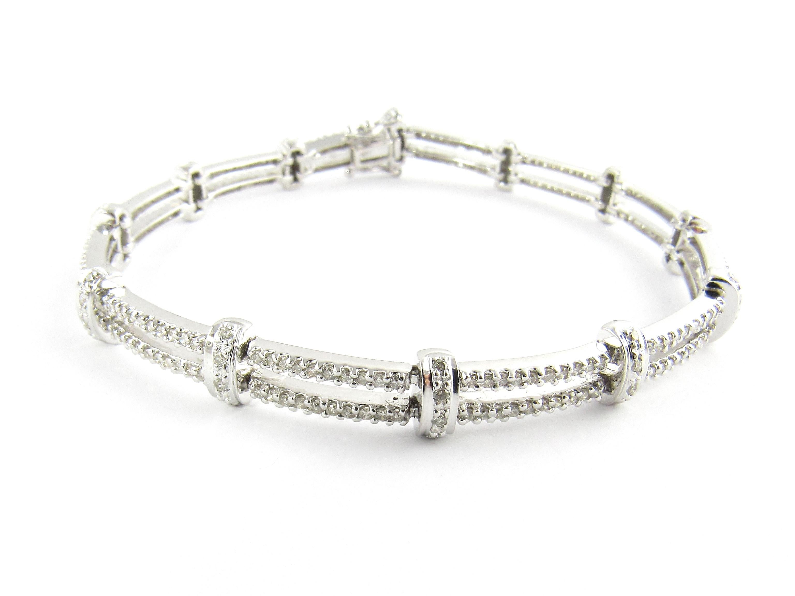 Round Cut 14 Karat White Gold Diamond Bracelet For Sale