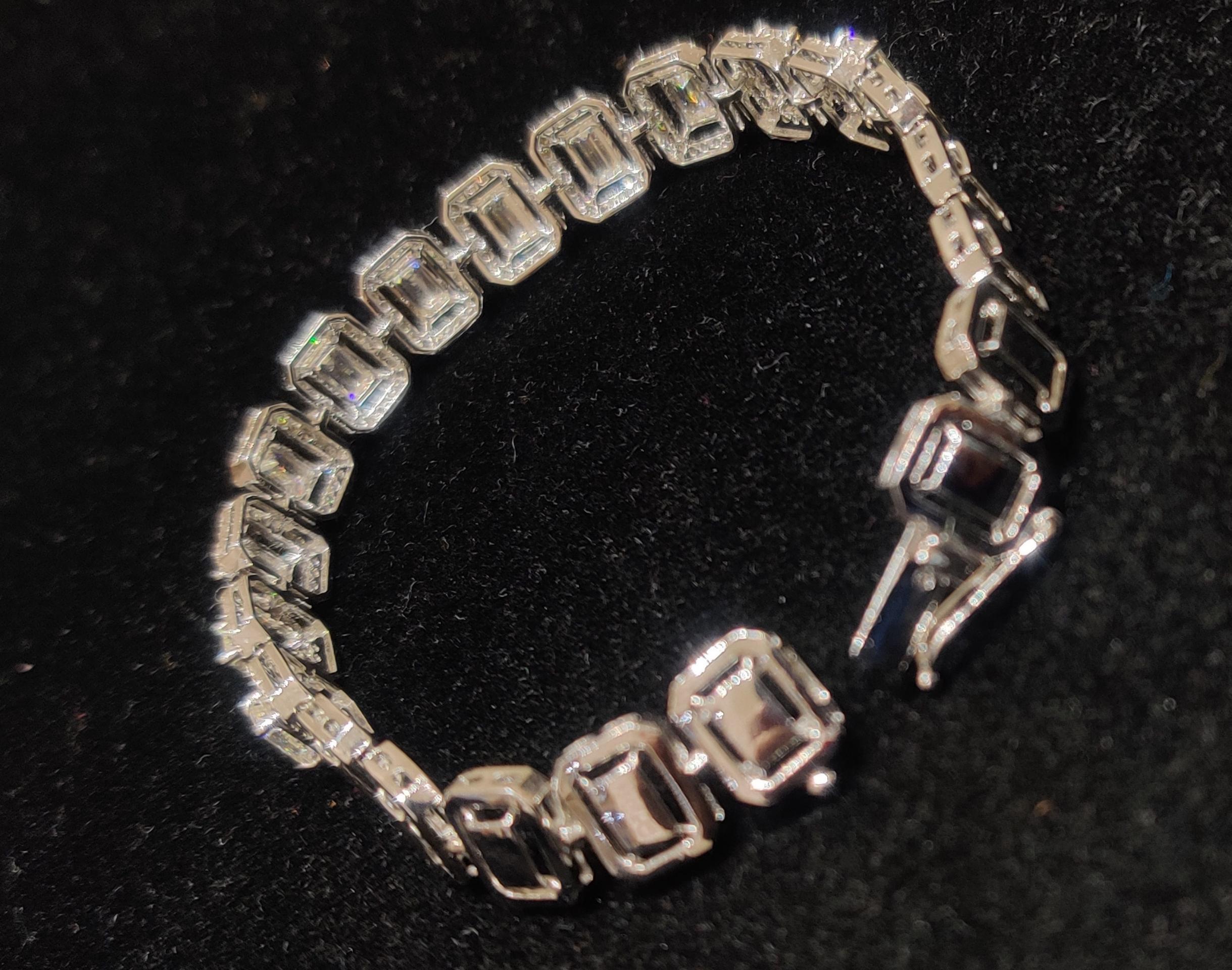 Bracelet en or blanc 14 carats et diamants Pour femmes en vente