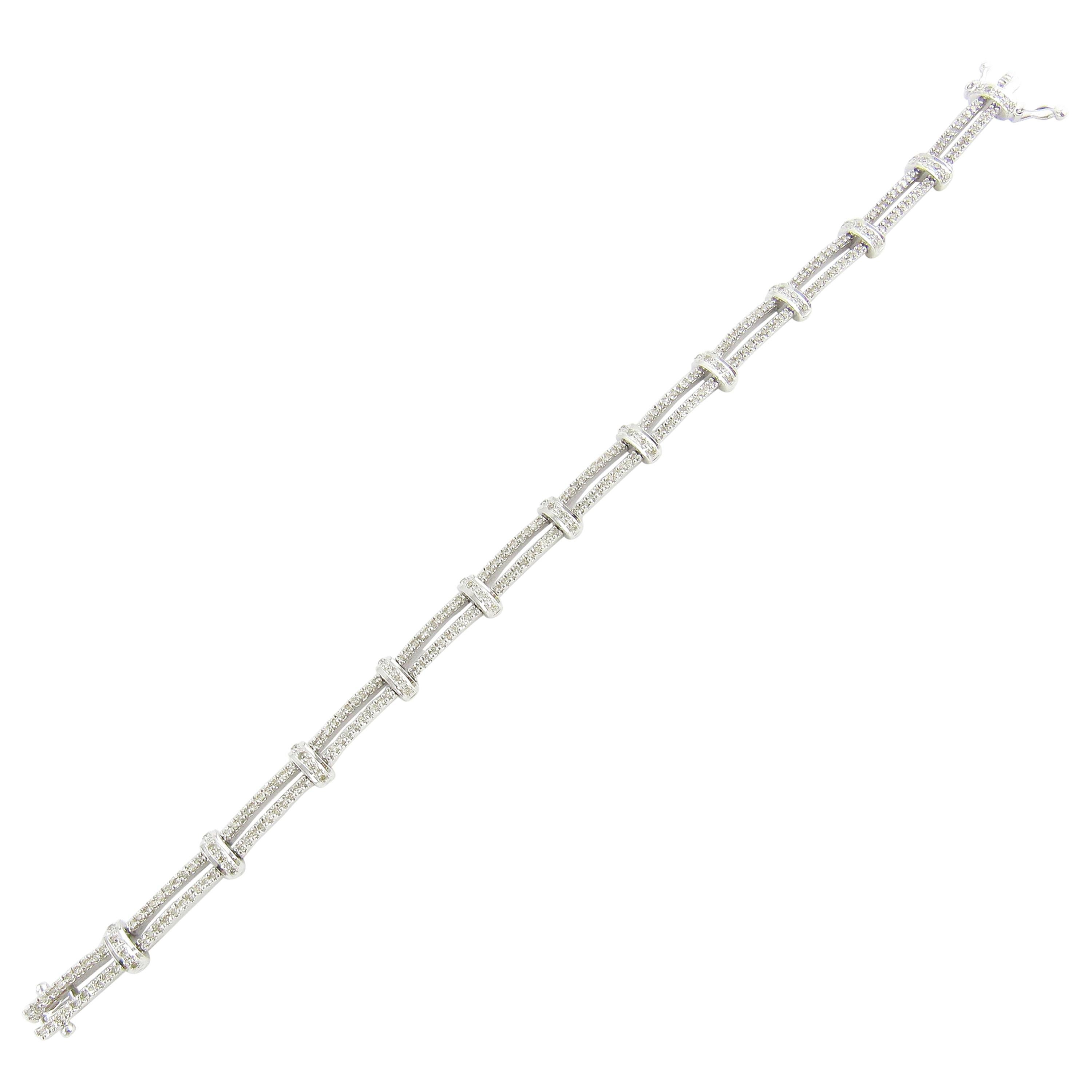 14 Karat White Gold Diamond Bracelet For Sale