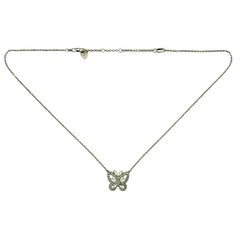 14 Karat White Gold Diamond Butterfly Pendant Necklace #22223