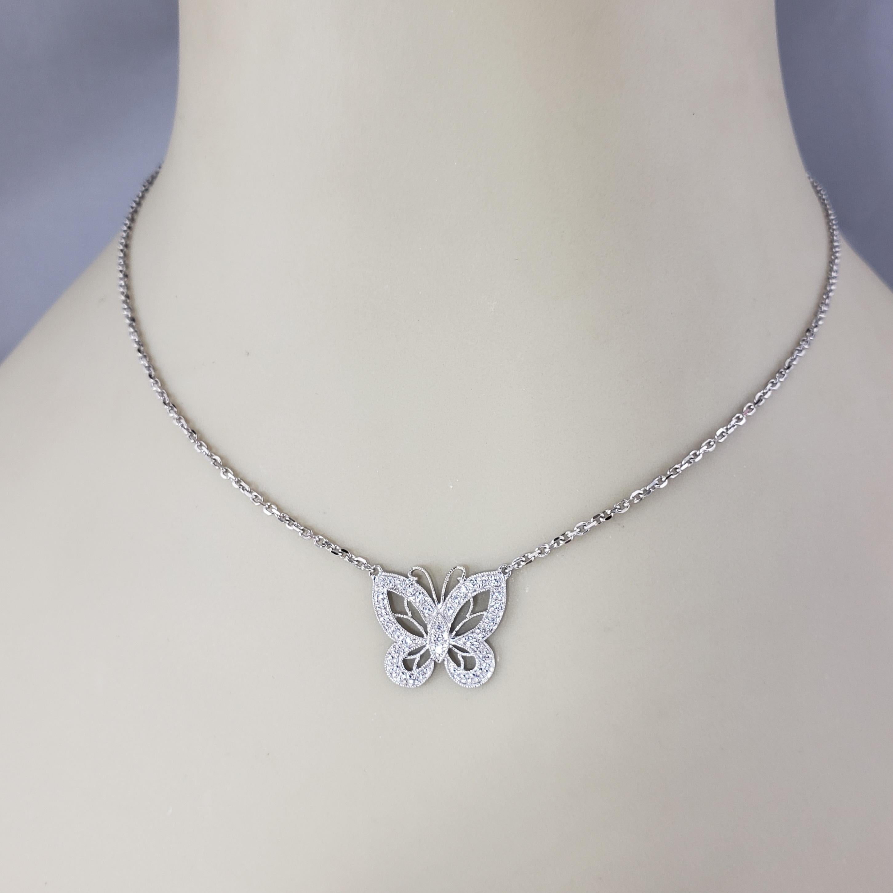 14 Karat White Gold Diamond Butterfly Pendant Necklace #22223 en venta 1