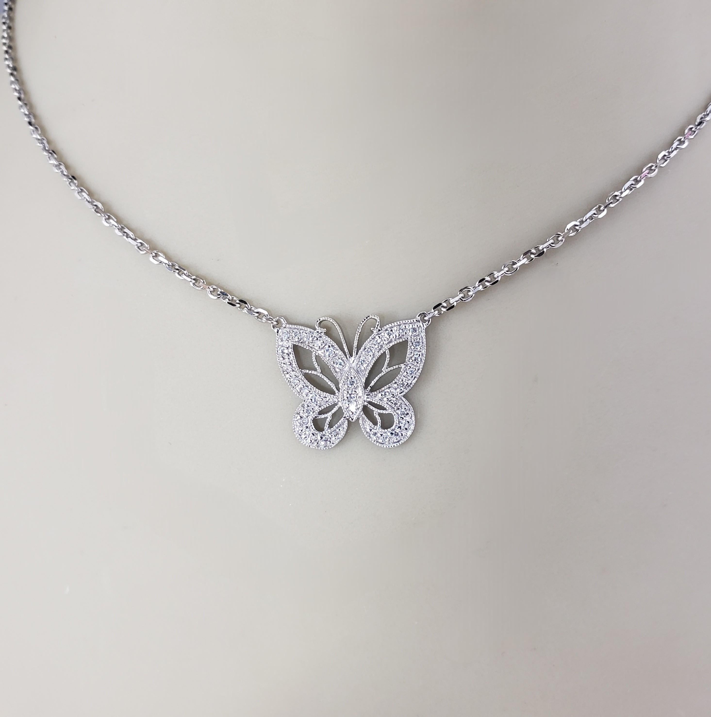 14 Karat White Gold Diamond Butterfly Pendant Necklace #22223 en venta 2