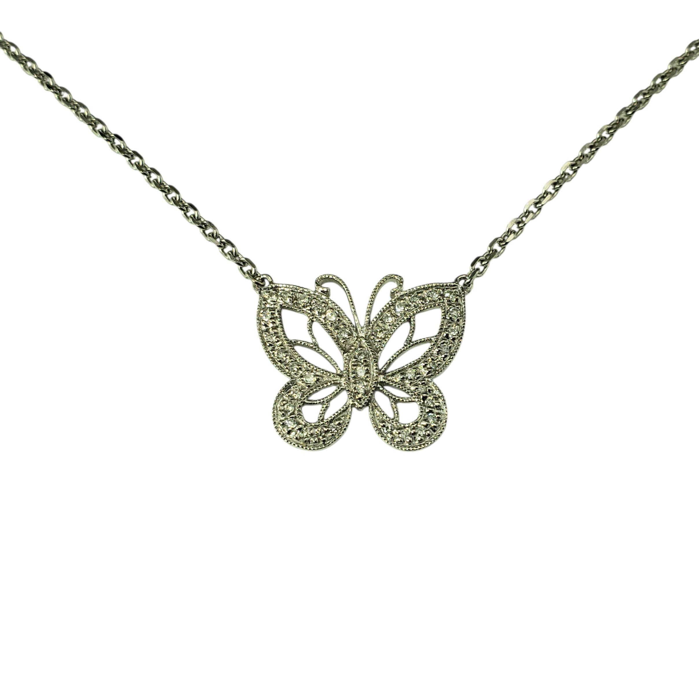 14 Karat White Gold Diamond Butterfly Pendant Necklace #22223