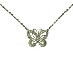 14 Karat White Gold Diamond Butterfly Pendant Necklace #22223