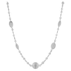 14 Karat White Gold Diamond By The Yard Gold Ball Necklace