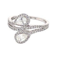 14 Karat White Gold Diamond Bypass Ring