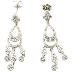 14 Karat White Gold Diamond Chandelier Earrings Vintage 14 Karat White Gold Diamond Chandelier Earrings