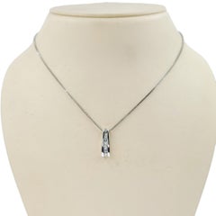 14 Karat White Gold and Diamond Channel Necklace