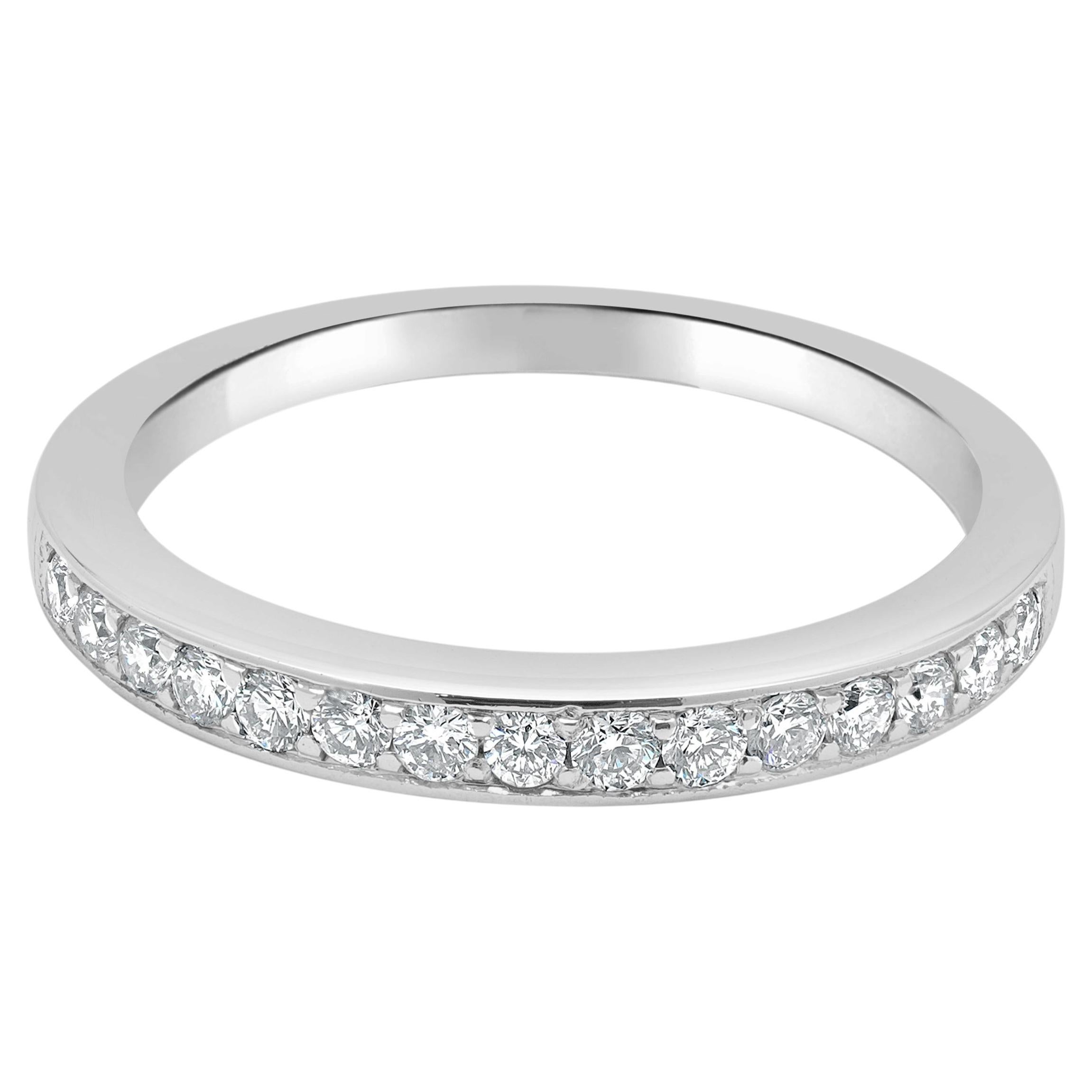 14 Karat White Gold Diamond Channel Set Half Eternity Band For Sale