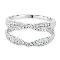 14 Karat White Gold Diamond Chevron Ring Guard
