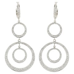 14 Karat White Gold Diamond Circle Drop Earrings