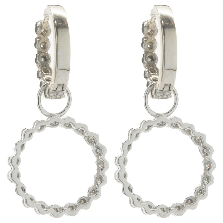 14 Karat White Gold Diamond Circle Earring Enhancers For Sale at 1stDibs