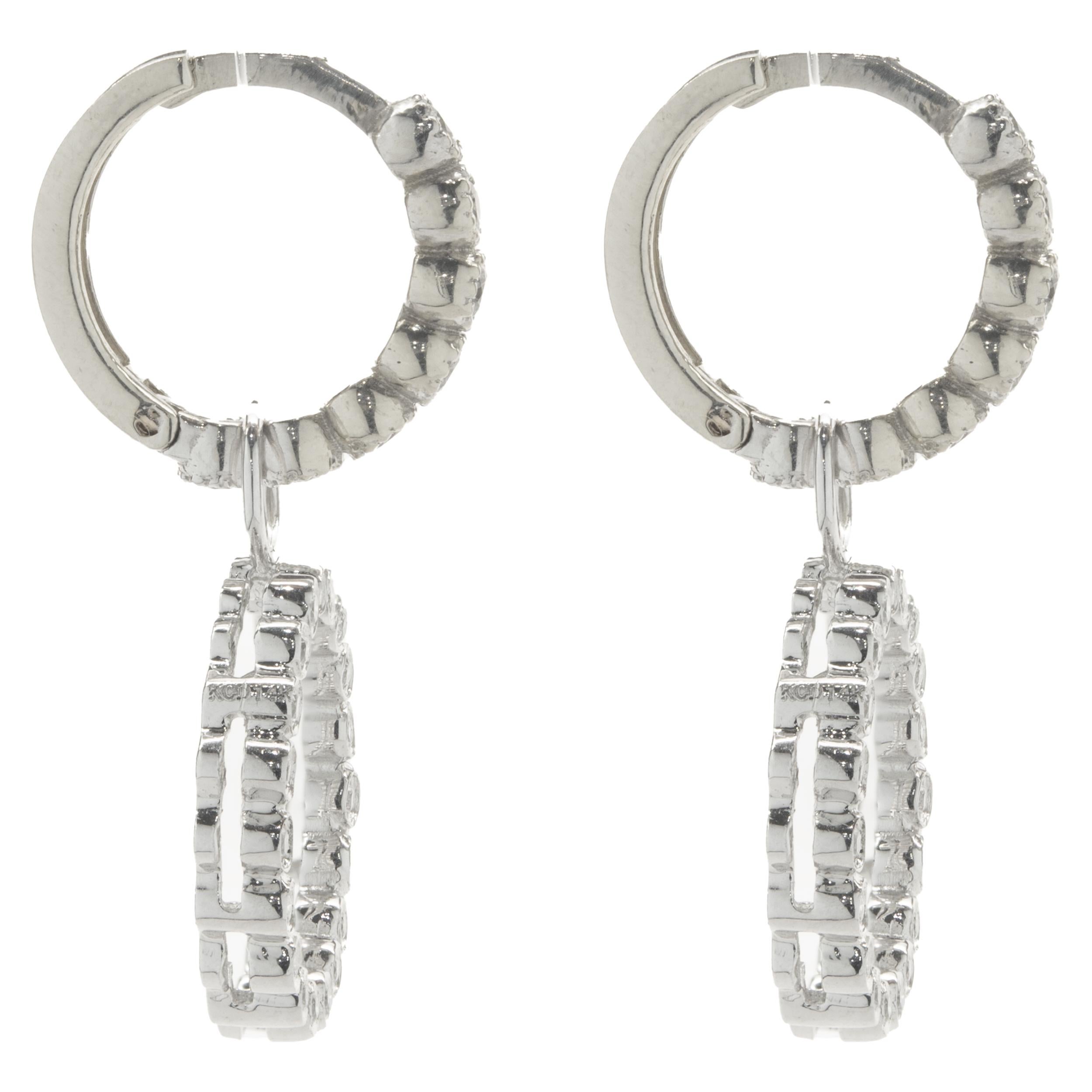 Round Cut 14 Karat White Gold Diamond Circle Earring Enhancers For Sale