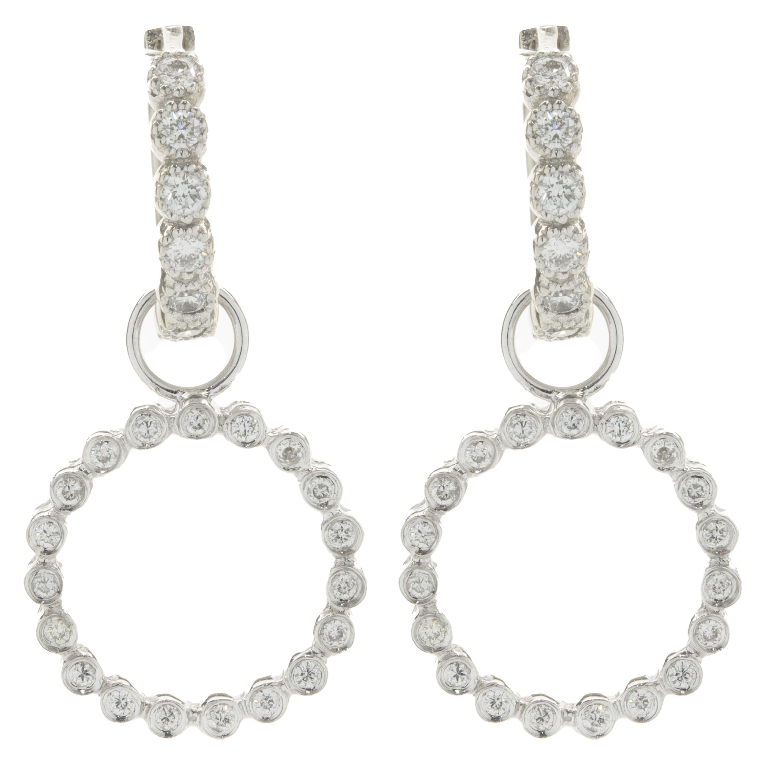 14 Karat White Gold Diamond Circle Earring Enhancers For Sale