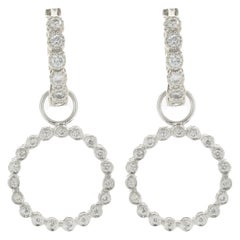 Boucles d'oreilles en or blanc 14 carats avec cercles de diamants