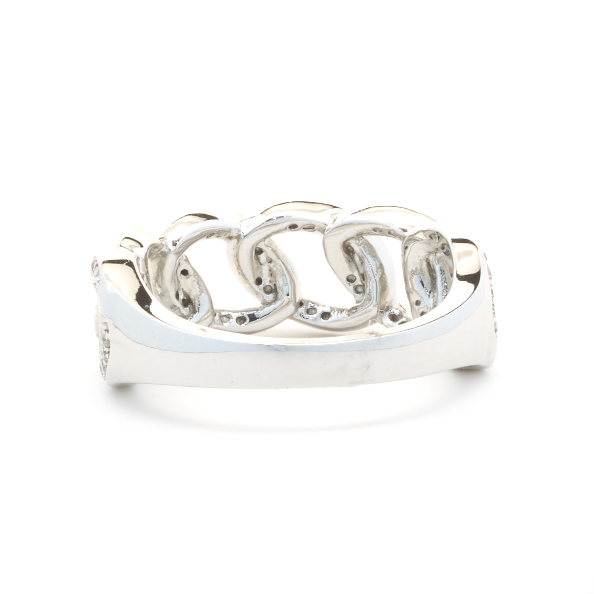 14 Karat White Gold Diamond Circle Link Band In Excellent Condition For Sale In Scottsdale, AZ