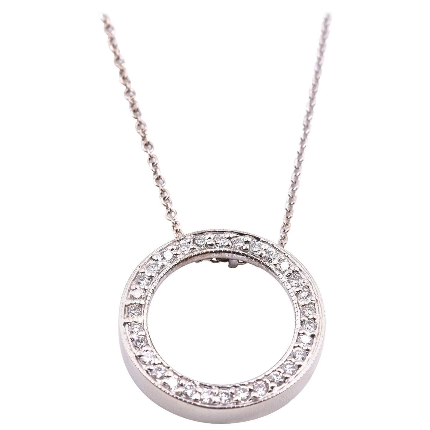 14 Karat White Gold Diamond Circle of Life Necklace