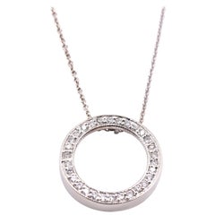 14 Karat White Gold Diamond Circle of Life Necklace