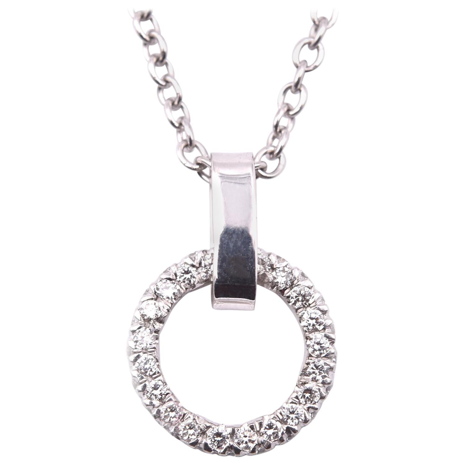 14 Karat White Gold Diamond Circle of Life Necklace