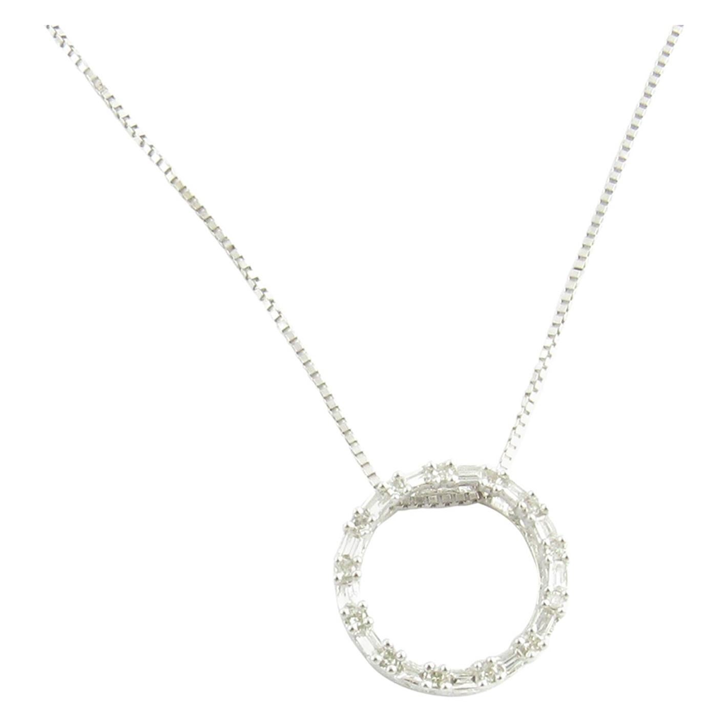 Vintage 14 Karat Rose and White Gold Diamond Circle Pendant For Sale at