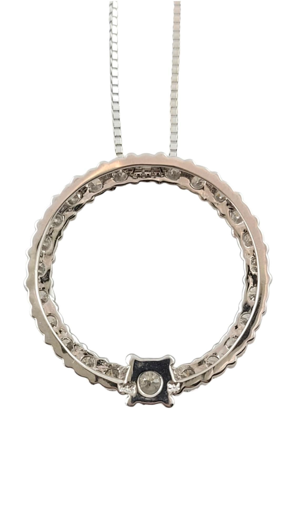 Women's 14 Karat White Gold Diamond Circle Pendant Necklace #16981 For Sale