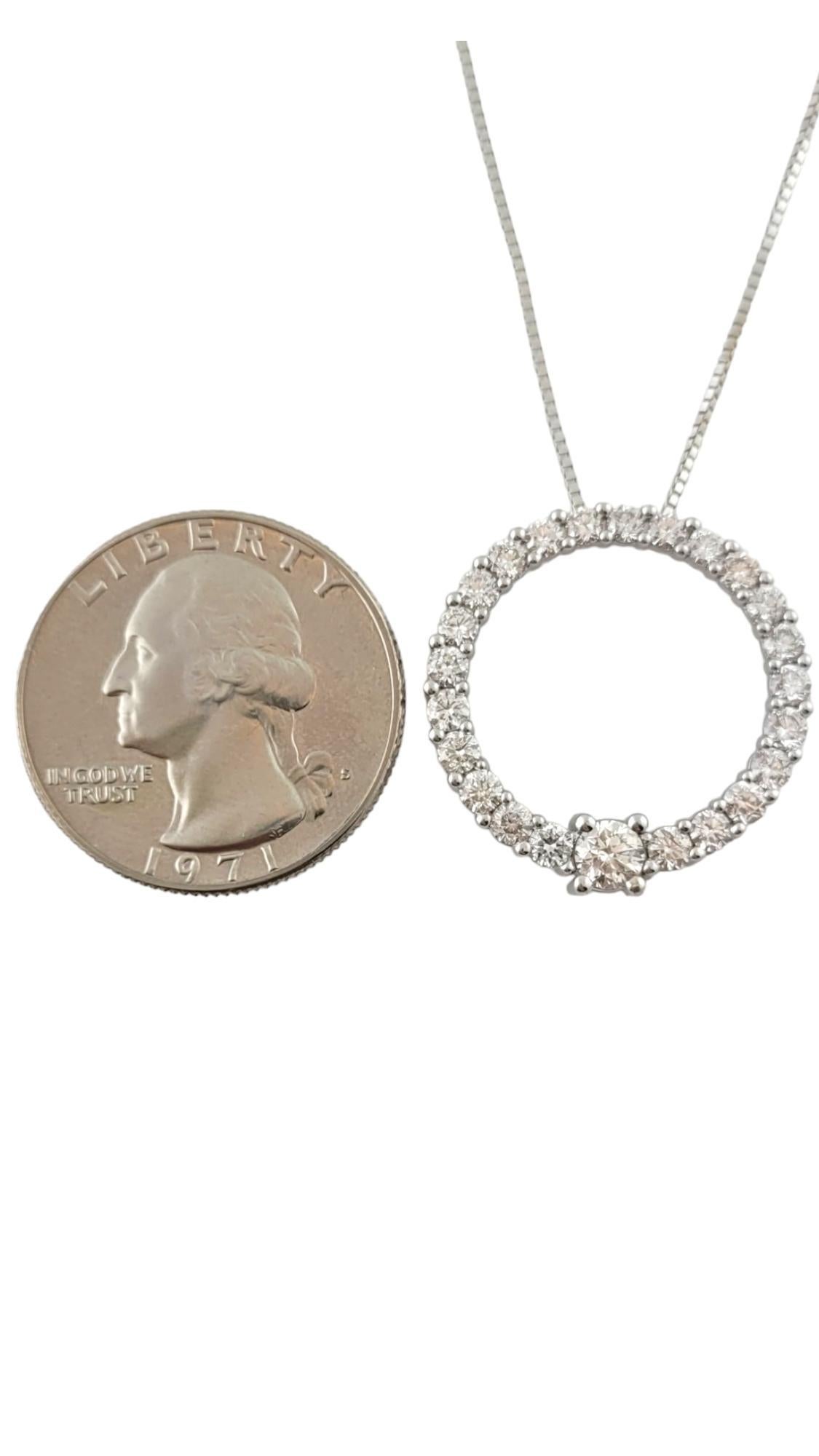 14 Karat White Gold Diamond Circle Pendant Necklace #16981 For Sale 2