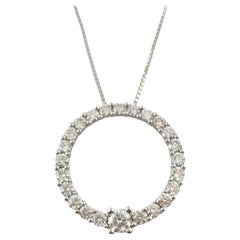 Collier pendentif cercle en or blanc 14 carats et diamants n° 16981