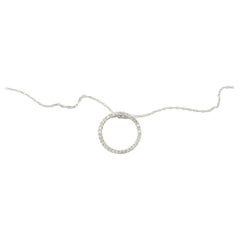 14 Karat White Gold Diamond Circle Pendant Necklace