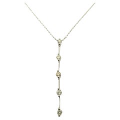 Vintage 14 Karat White Gold Diamond Circle Pendant Necklace