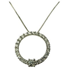 14 Karat White Gold Diamond Circle Pendant Necklace