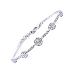 14 Karat White Gold Diamond Circle Station Bracelet