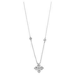 14 Karat White Gold Diamond Clover Necklace