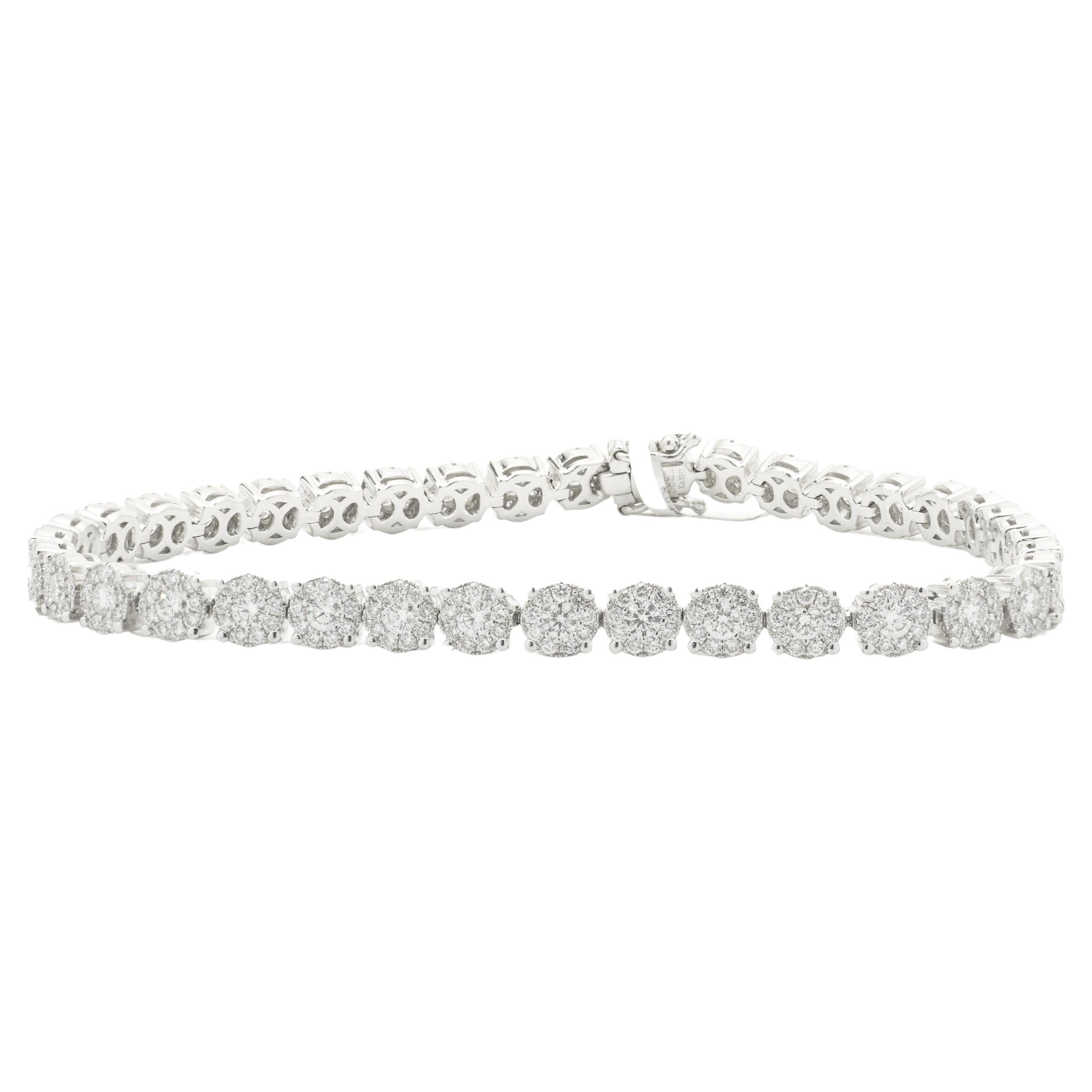 14 Karat White Gold Diamond ID Bracelet For Sale at 1stDibs