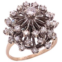 14 Karat White Gold Diamond Cluster Cocktail Ring