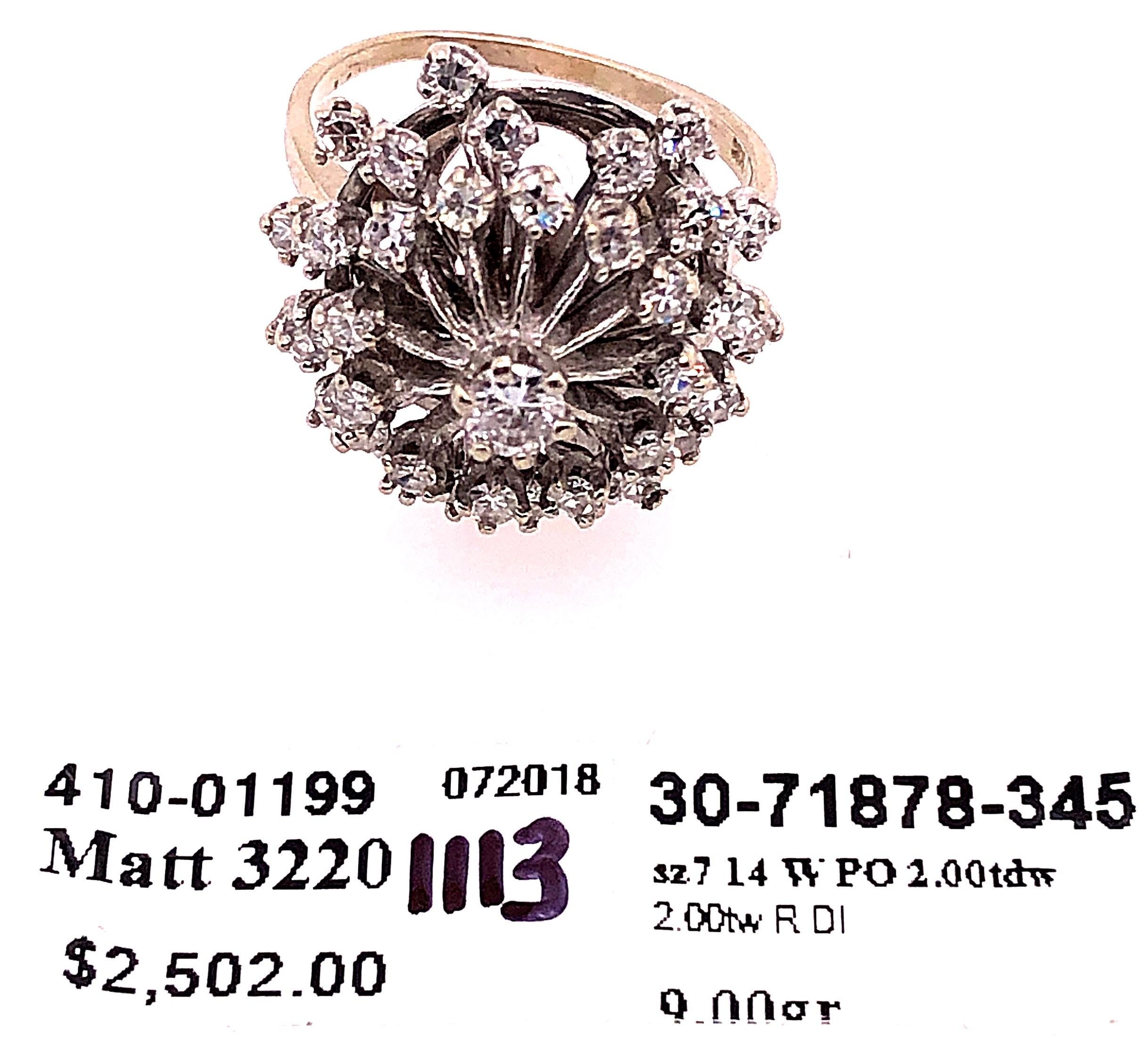 14 Karat White Gold Diamond Cluster Cocktail Ring For Sale 6