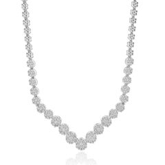 14 Karat White Gold Diamond Cluster Collar Necklace