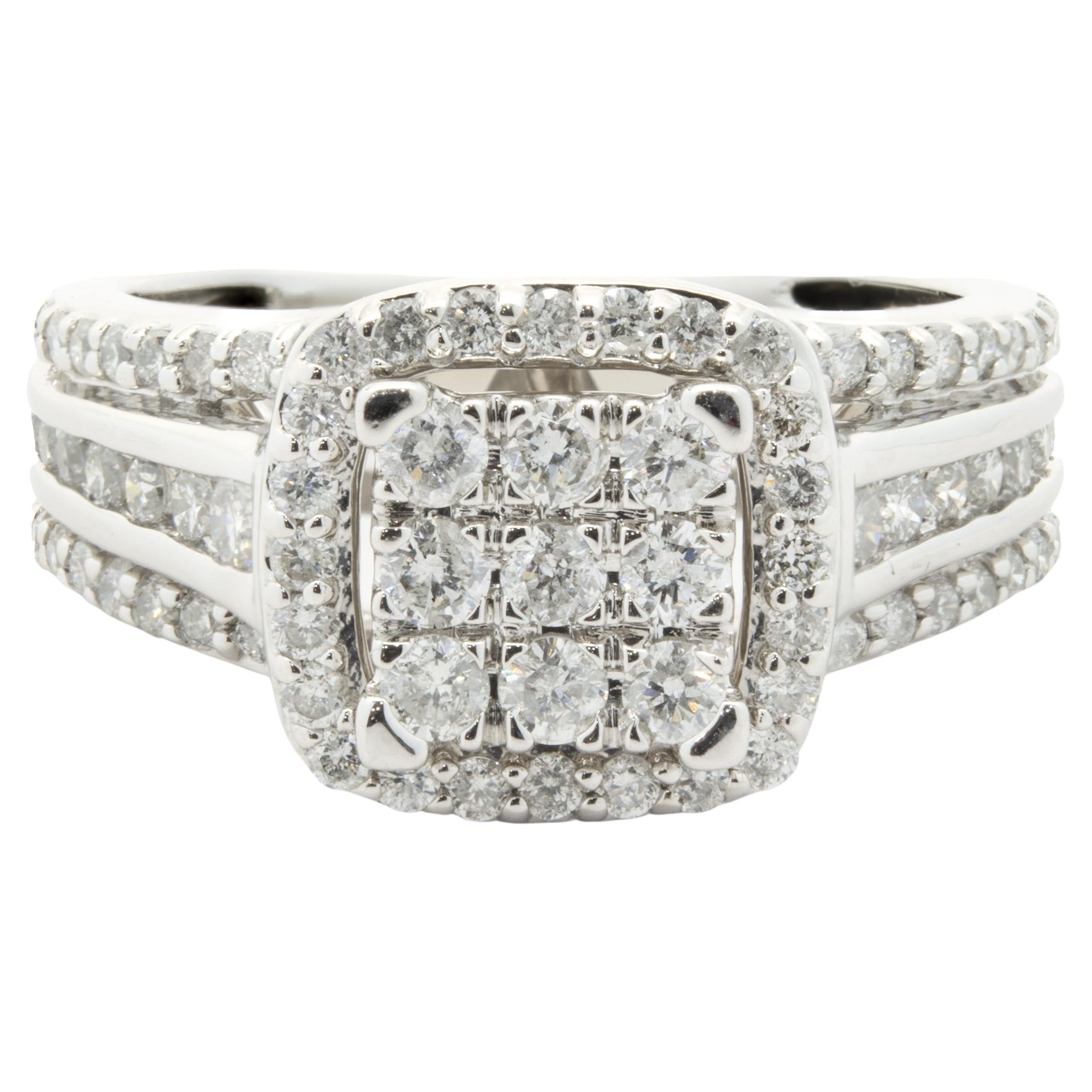 14 Karat White Gold Diamond Cluster Engagement Ring