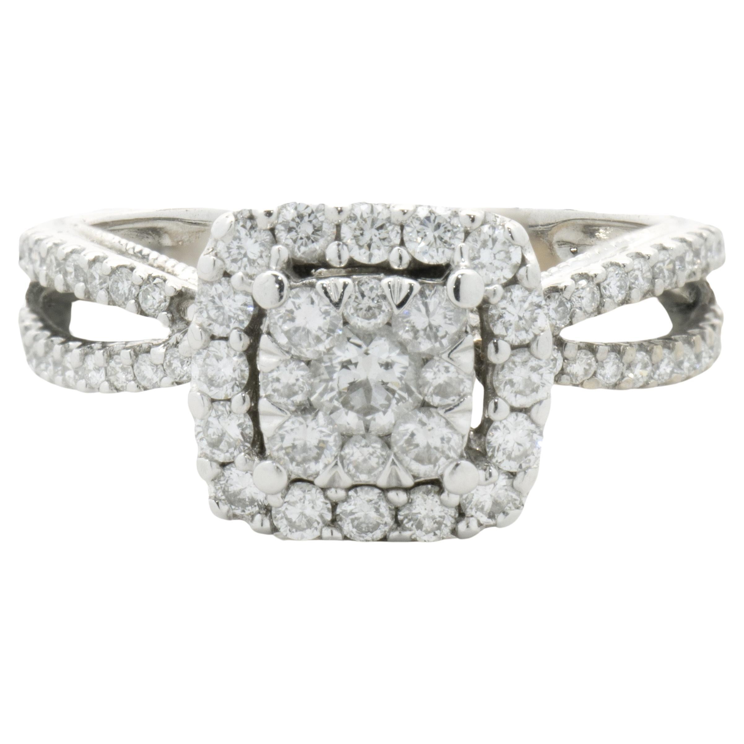 14 Karat White Gold Diamond Cluster Engagement Ring