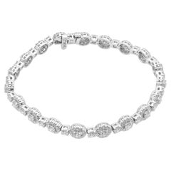 14 Karat White Gold Diamond Cluster Inline Bracelet