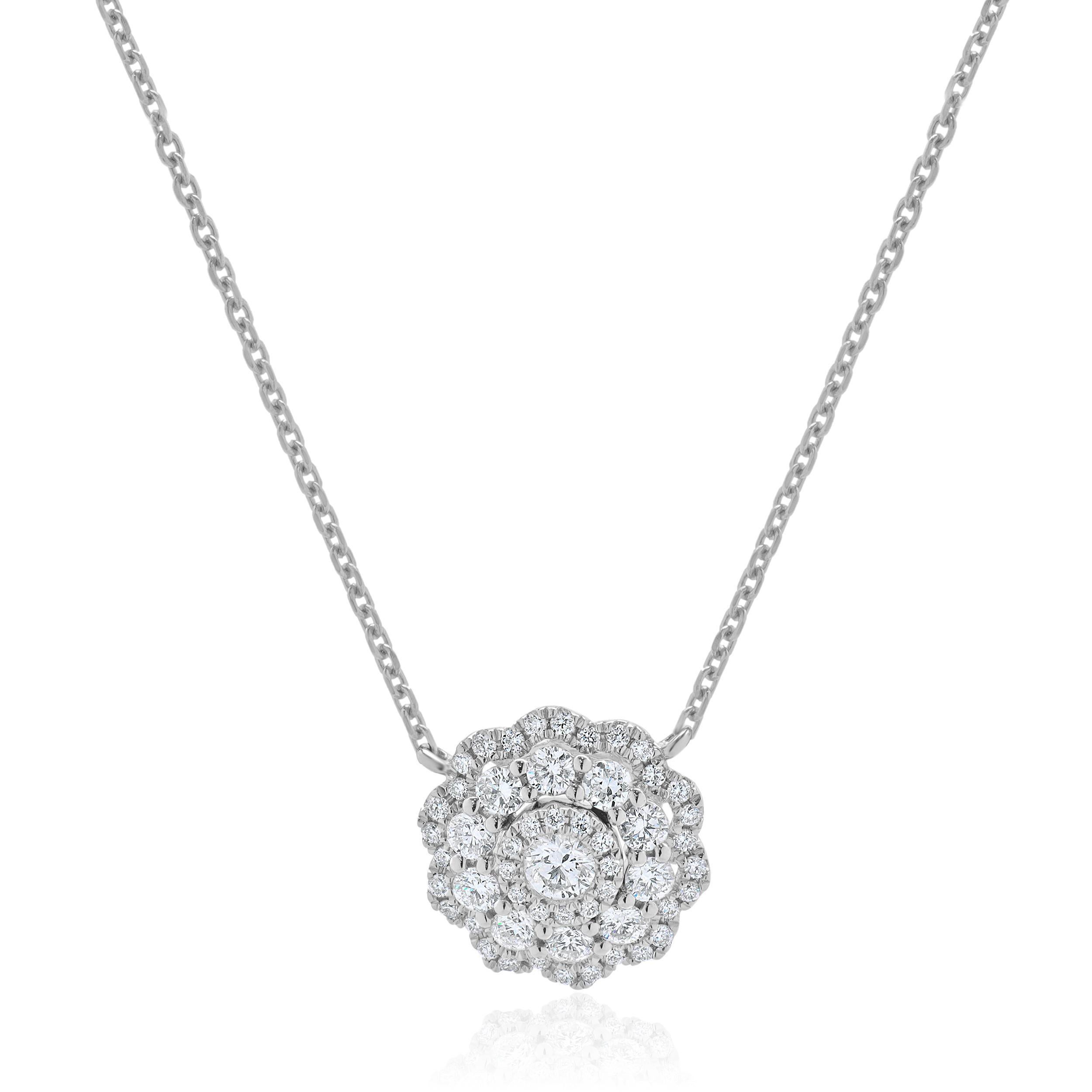 Collana a grappolo di diamanti in oro bianco 14 carati In condizioni ottime in vendita a Scottsdale, AZ
