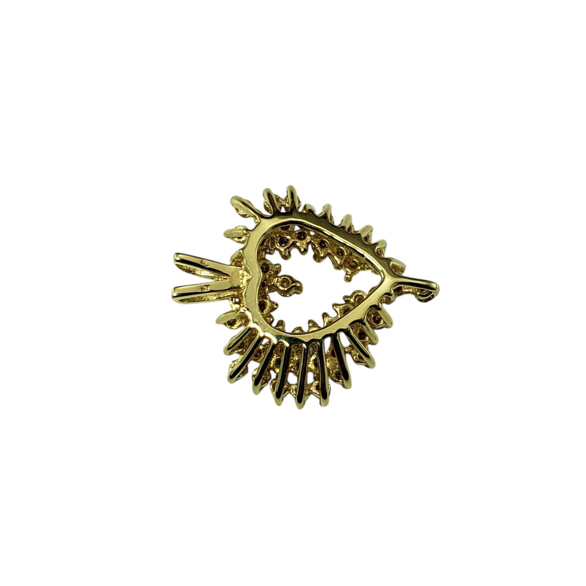 Taille brillant Pendentif en or jaune 14 carats avec grappe de diamants en forme de cœur ouvert n° 19592