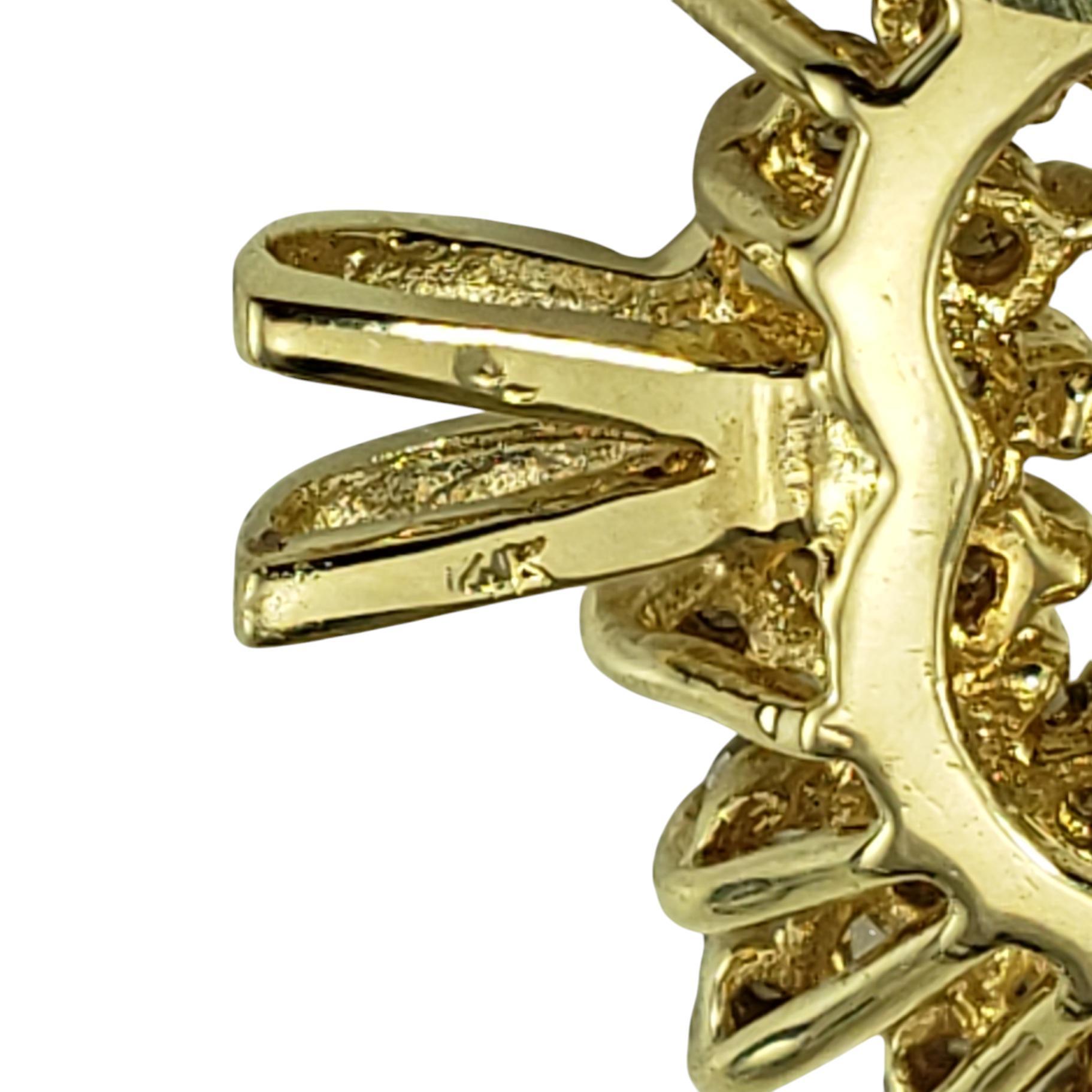  Pendentif en or jaune 14 carats avec grappe de diamants en forme de cœur ouvert n° 19592 Pour femmes 
