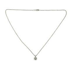 14 Karat White Gold Diamond Cluster Pendant Necklace #19667