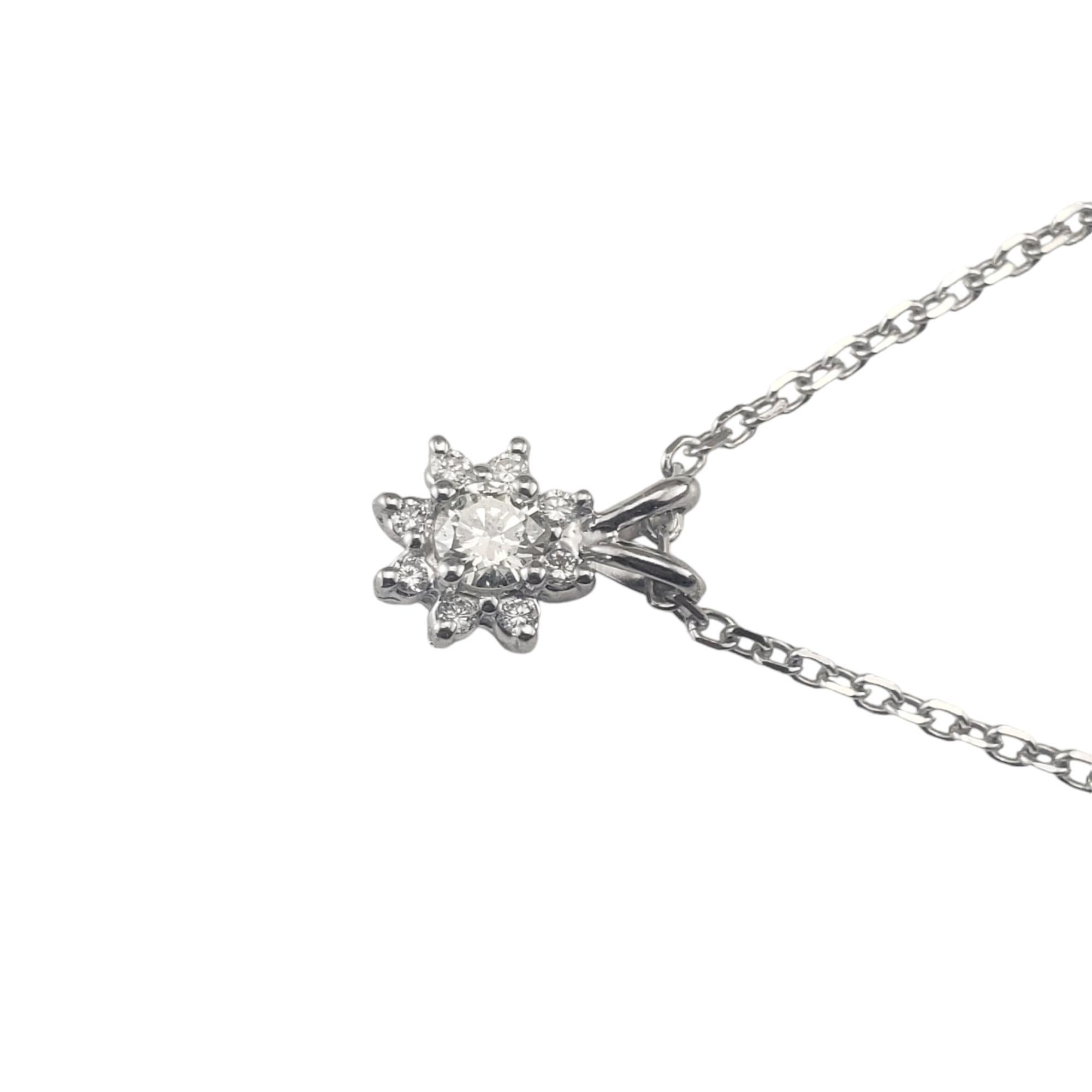 Brilliant Cut 14 Karat White Gold Diamond Cluster Pendant Necklace #19667 For Sale