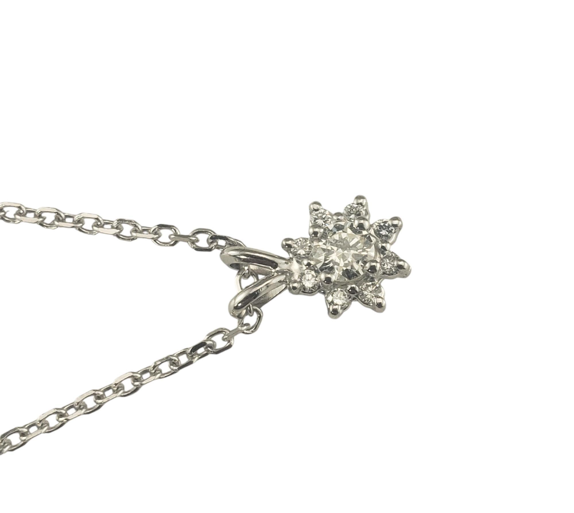 14 Karat White Gold Diamond Cluster Pendant Necklace #19667 In Good Condition For Sale In Washington Depot, CT