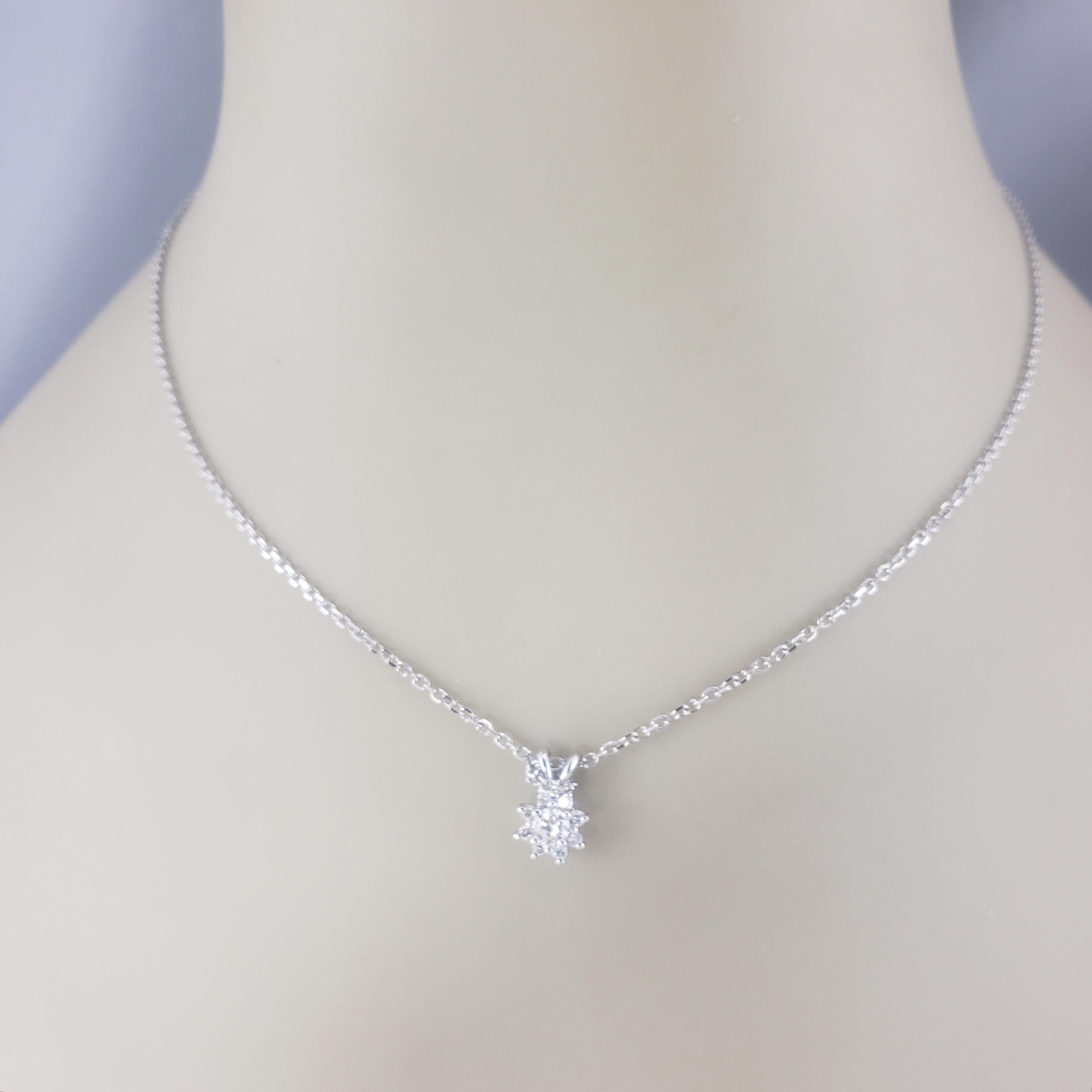 14 Karat White Gold Diamond Cluster Pendant Necklace #19667 For Sale 1