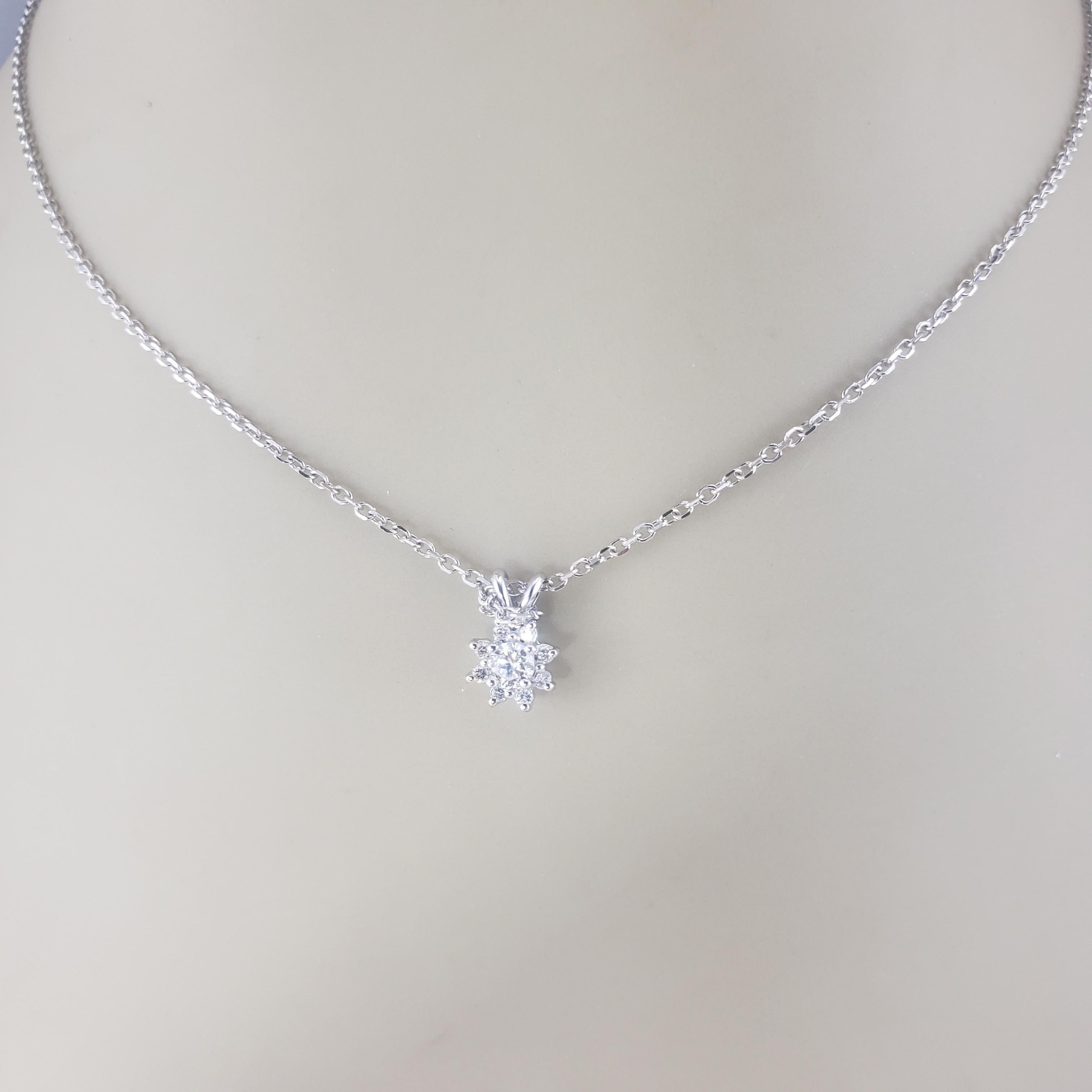 14 Karat White Gold Diamond Cluster Pendant Necklace #19667 For Sale 2