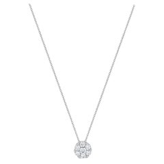14 Karat Weißgold Diamant-Cluster-Anhänger-Halskette