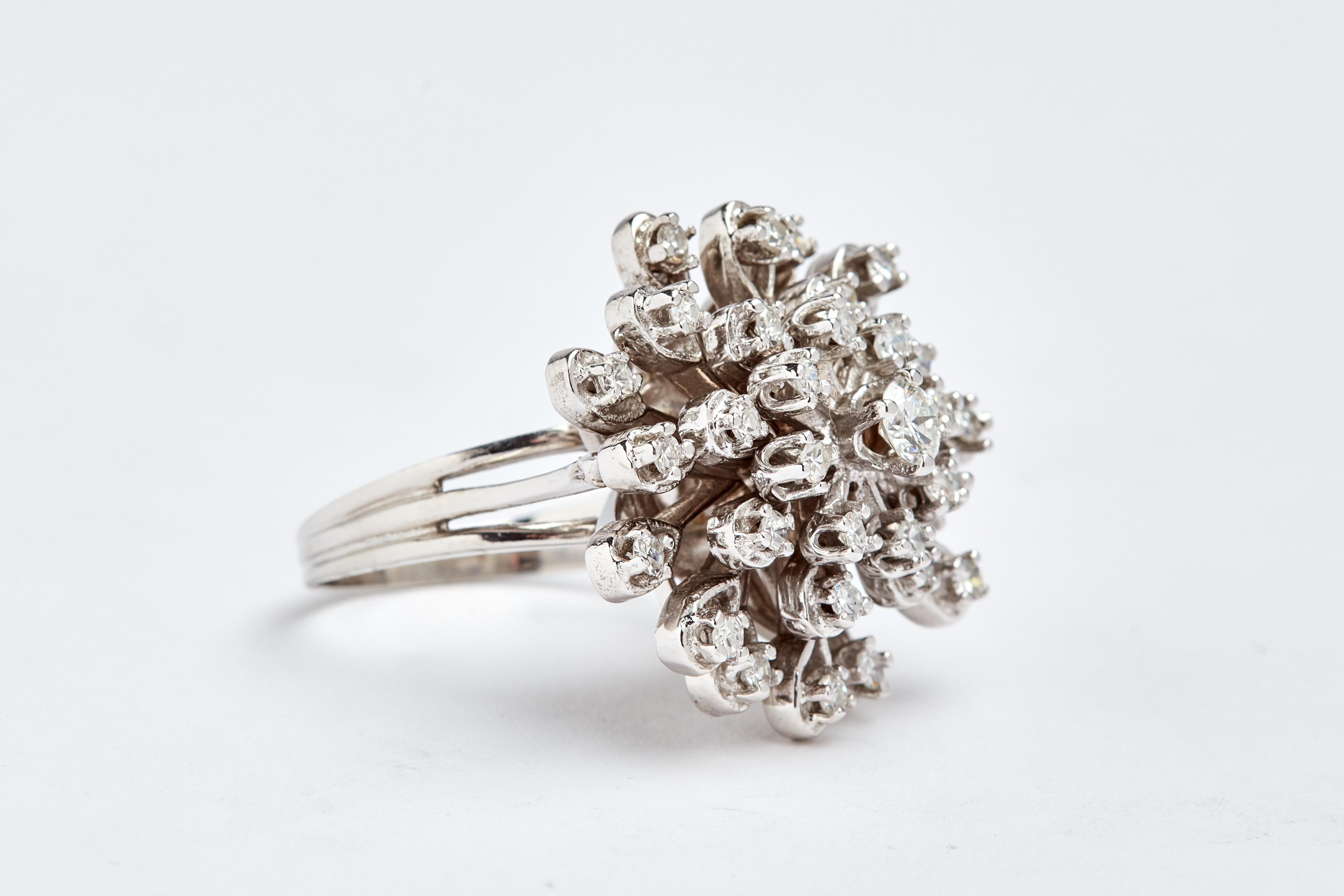 diamond cluster ring white gold